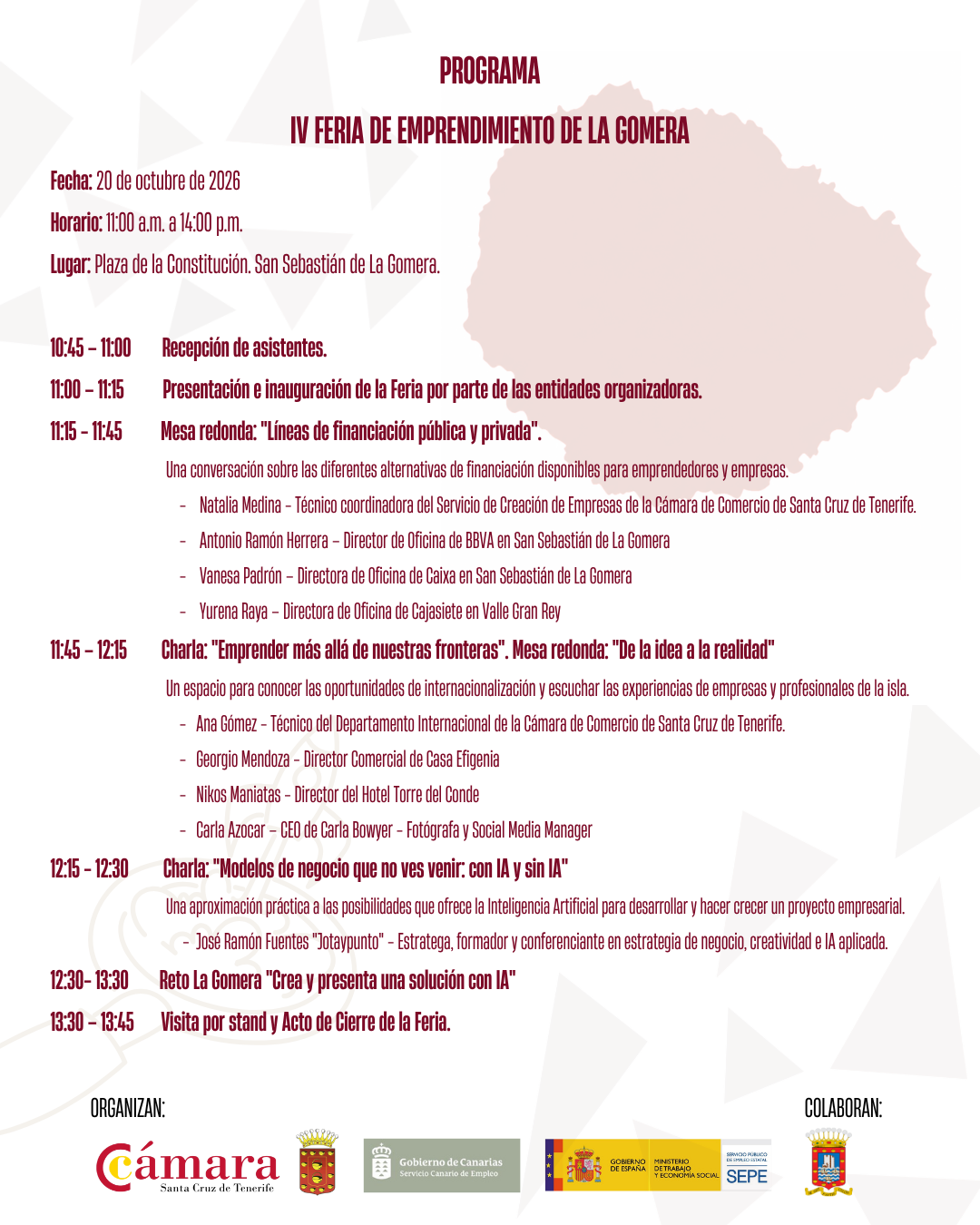 Programa oficial de la IV Feria de Emprendimiento de La Gomera